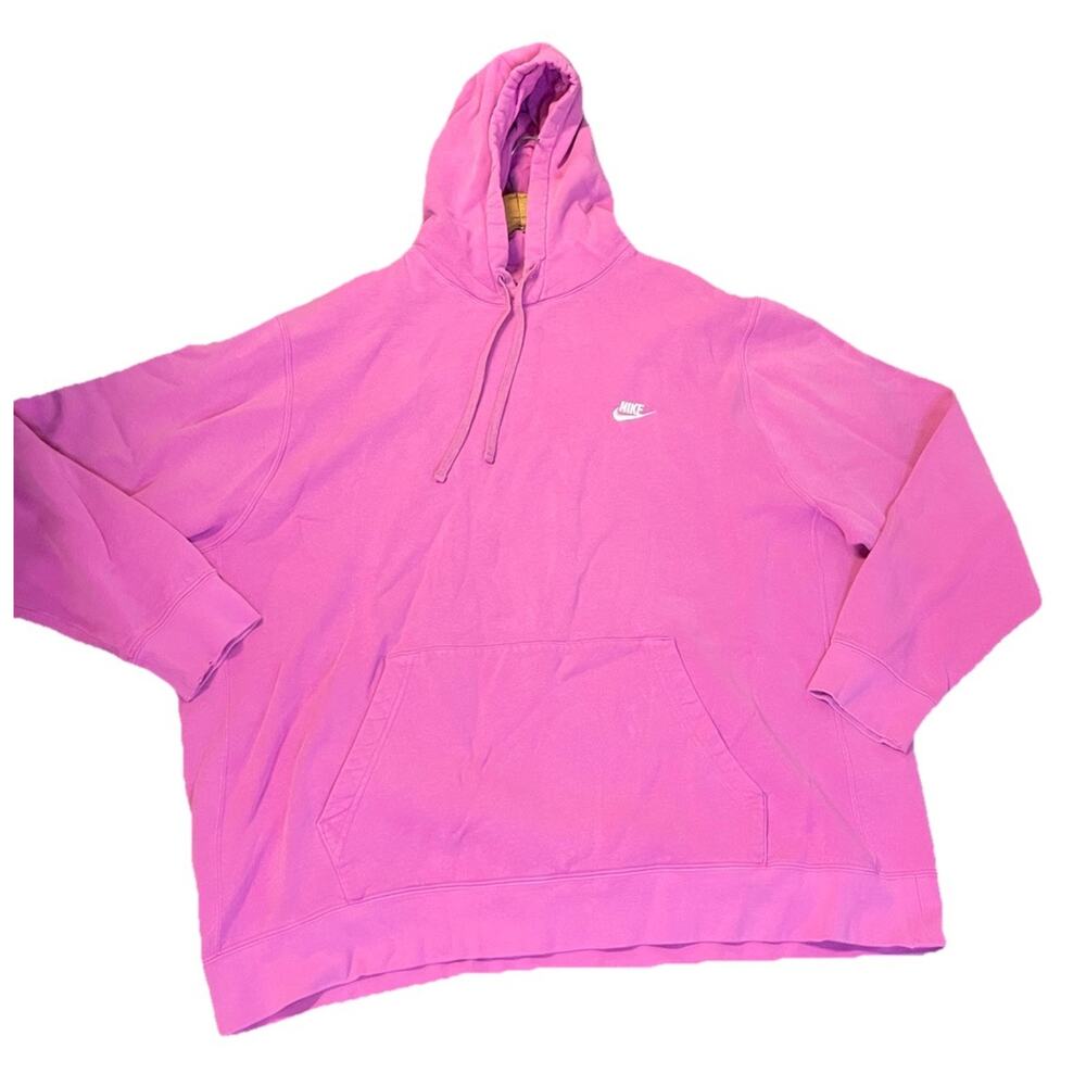 Nike Pink Pullover Hoodie White Swoosh Size 4XL Oversized Sweatshirt